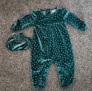 Cat & Jack Teal Polka Dot Baby Outfit